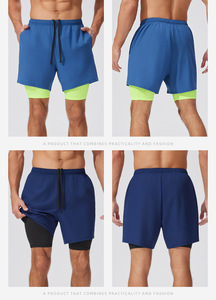 Pantalones cortos 2 en 1 con estilo para hombre, pantalones cortos deportivos de secado rápido de alta elasticidad, longitud media, pantalones cortos personalizados para correr, envío DDP - Product Image 5