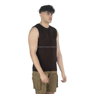 Débardeur hip hop pour hommes en pur coton avec un design sans manches parfait pour les séances de course et d'entraînement - Product Image 3