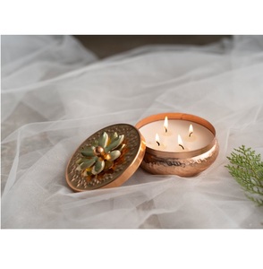 Wholesale Prices Decorative Metal <b>Candle</b> Jar With Lid for Home & Christmas Tabletop Decoration <b>Gold</b> <b>Candle</b> Jar - Product Image 4