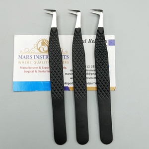 Boot 90 Degree Black Matte Tweezers for Eyelash Extension Fiber Tip - Product Image 3