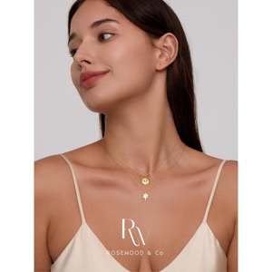 จี้พระอาทิตย์ประดับเพชรเคลือบทองคำแท้ ดีไซน์ทันสมัย ไม่หมอง สร้อยคอรูปพระอาทิตย์พร้อมจี้รูปดาวประจำราศี - Product Image 1