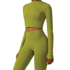 Conjunto de Yoga de 3 Piezas para Mujer, Diseño Moderno, Parte Delantera Sólida, 100% Algodón, Transpirable, Secado Rápido, Sin Costuras, Ligero, Cintura Elástica - Product Image 3