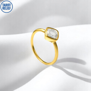 Argent Sterling Coussin Forme Cristal Quartz Gemme Plaqué Or Pierre De Naissance 8 MM Anneaux Empilables - Product Image 2