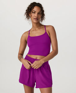 Ensemble d'entraînement de yoga et de fitness pour femmes, débardeur respirant et taille élastique courte solide pour la course à pied - Product Image 6