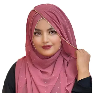 派对头巾头巾奢华围巾为女性2023印花围巾披肩头巾为印度穆斯林女性