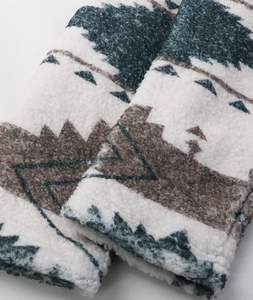 Pull-over thermique pour homme, mode hiver, à capuche, en fausse fourrure Sherpa, imprimé aztèque, polyester/coton, poche brodée, fermeture éclair 1/4 - Product Image 4