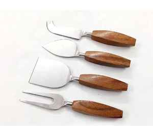Ensemble de couteaux à fromage en métal et bois de haute qualité ensemble de couverts en acier inoxydable couverts planche à découper au fromage au prix de gros Forsale - Product Image 1