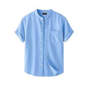 เสื้อเชิ้ตแขนสั้นผู้ชายลำลองผ้าฝ้าย100% พร้อมผ้าซาตินปรับแต่งคุณสมบัติกันรอยยับและแห้งเร็ว - Product Image 2