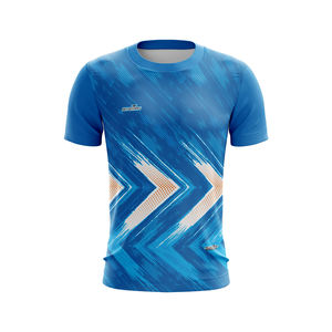 เสื้อยืดกีฬาแขนสั้นพิมพ์ซับลิเมชันไมโครโพลีเอสเตอร์100% ระบายอากาศความทนทานสูงกำหนดเอง145 GMS - Product Image 1