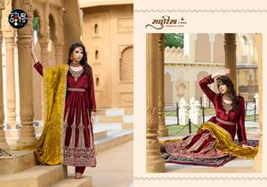 Venta al por mayor Neeta Creation Heavy Viscose Velvet Lentejuelas Trabajo Anarkali Trajes Hasta el suelo Sin arrugas Salwar Kameez Mangas completas - Product Image 4