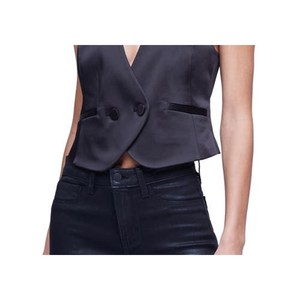 Gilet Imbottito Formale da Donna L'agence, Nero in Raso con Decorazioni Vintage, Chiusura a Bottoni, Taglia Plus, Abbigliamento Esterno Lavorato a Maglia, Taglia 2 - Product Image 3