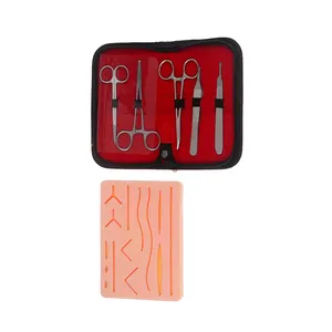 Training Kit Stainless Steel Leather Case Medical Surgical Dissecting Students Surgical Suture Practice Kit