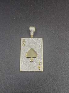 Colgante de Moissanita As de Espadas con Diamante Redondo de Plata 925 Bañada en Oro para Fiesta, Joyería Fina, Colgantes y Dijes - Product Image 3