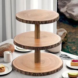 Support à cupcakes en bois à étages |   Qualité de finition artisanale de premier ordre |   Prix de gros en vrac direct usine - Product Image 1