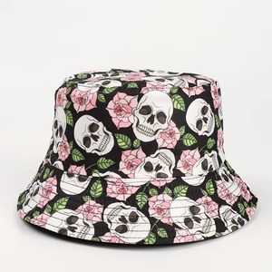 Gorra de cubo con bordado 3D personalizado de alta calidad para hombres y mujeres, sombreros de algodón, sombrero de cubo de secado rápido con nuevo patrón de calavera ancho - Product Image 1