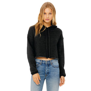 Airlume-Sudadera con capucha para mujer, de algodón peinado y anillo, 52% Poly Fleece gris oscuro, con hombros caídos, 48% - Product Image 1