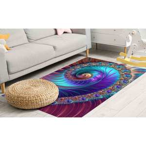Abstract Fractal Spiral <b>Rug</b>: Modern Colorful Area <b>Rug</b>,<b>Chenille</b> <b>Rug</b> - Product Image 3