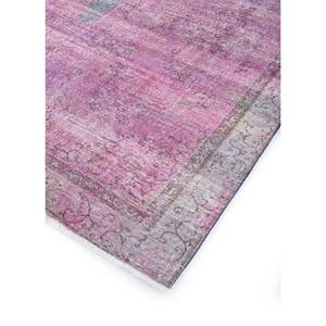 Tapis en laine noué à la main vintage, motif abstrait rose et violet, pour salon ou couloir, hauteur de poils doux pour adolescents - Pae-2075 - Product Image 2