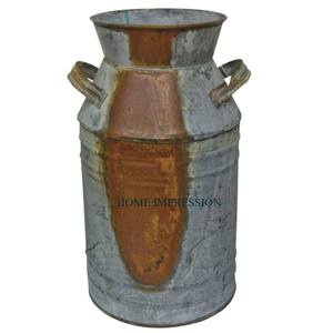 Canne de stockage de lait rustique faite à la main nouvelle canne à lait en métal galvanisé avec poignée couleur marron pour jardin et maison salon décor - Product Image 5