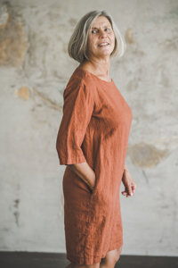 Mùa Hè Mới Thiết Kế Cổ Điển Ngắn Linen Ăn Mặc Lanh Lanh Áo Dài Tay Áo Mùa Hè Ăn Mặc Linen Áo Không Tay Với O-Cổ Ăn Mặc - Product Image 3