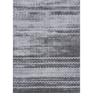 Tapis en soie de bambou tissés à la main en gris basique et noir, textile de maison HBS-02 - Product Image 1