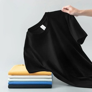 Camiseta ajustada de algodón para hombre, cuello redondo, informal, manga corta, tela de punto de alta calidad, servicio OEM con impresión de logotipo personalizado - Product Image 1