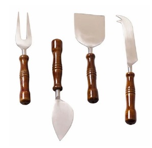 Juego de cuchillos de queso de viaje de 6 piezas con logotipo personalizado con mango de madera, colección de rebanadores de queso de acero inoxidable, cortador de queso - Product Image 6