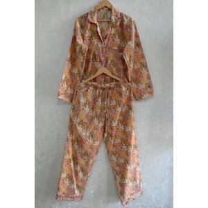 Conjunto de Pijama de Algodón Floral Casual de Verano para Mujer, Estampado a Mano, Ropa de Dormir de Lujo, Transpirable, de Secado Rápido, Traje de Dormir Suave - Product Image 2