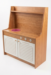 Cuisine de jeu en bois pour enfants, meuble de jeu d'imitation avec évier et rangement, rose, pour la crèche - Product Image 3