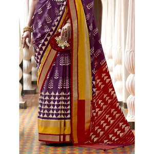 Pretty <b>Purple</b> Patola Silk <b>Saree</b> Digital Printed for Wedding Wear - Product Image 2