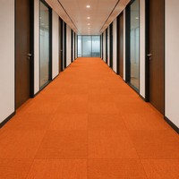 Dalles de moquette Bocai Orange 50x50cm en nylon à boucles, résistantes à l'usure, écologiques, pour couloir de bureau