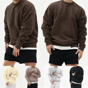Sweat-shirts à épaules tombantes surdimensionnés pour hommes avec logo personnalisé, de haute qualité, 100% coton, polaire épais pour l'hiver, design à col rond - Product Image 3