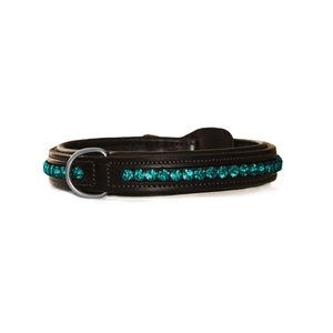 Handmade Finest Quality Leather Dog Collar With Soft Padded and <b>Peacock</b> Blue Crystals Decoration Supplier and Manufacturer - Product Image 3