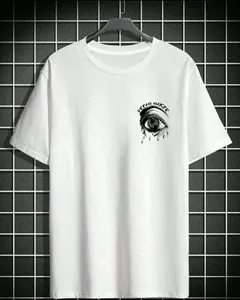 Camiseta de algodón 100% para hombre, diseño de cuello redondo liso personalizable con logotipo bordado, antiarrugas, secado rápido, ecológico - Product Image 1