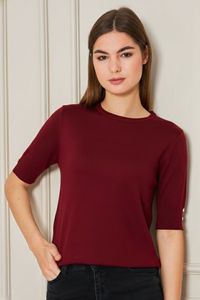 Blusa de punto con cuello redondo para mujer, informal, elegante y cómoda, transpirable - Product Image 1