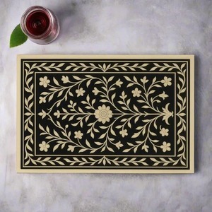 Bandeja Decorativa Cuadrada de Hueso Incrustado Hecha a Mano de Primera Calidad, Duradera, para Servir Vino, Exhibir Suculentas, Elevar Encimeras, en Existencia - Product Image 1