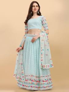 Edding Femme Style Bollywood Lehenga Choli Filet Papillon Lourd Broderie Travail Dupatta pour Mariage Fêtes Événements Indien - Product Image 2