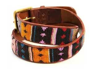 Cinturones de diseñador hechos a mano Unisex de calidad premium, Polo de cuero de vaca Massai con cuentas personalizadas, aleación baja informal Occidental totalmente tallada a mano - Product Image 2