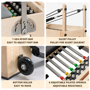 Pilat en bois de réformateur de Pilates de cadre de pêche de noyau noir avec la voie d'acier inoxydable en aluminium pour la gymnastique à la maison ou le studio - Product Image 6