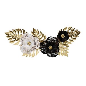 Classique mur Art décor pour la maison Restaurant chambre décoration métal blanc or noir couleur moderne fleur Design maison accessoires - Product Image 1