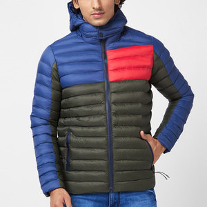 100% polyester matériel fait sur mesure à capuche couleur bloqué hommes vestes coupe-vent et séchage rapide couleur bloqué vestes - Product Image 1
