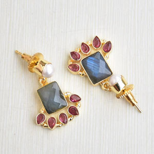 Pendientes Colgantes de Latón de Moda, Perla de Exportación, Hechos a Mano, Semipreciosos, Chapados en Oro de Alto Pulido, Diseño Único - Product Image 4