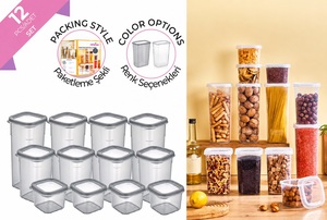 Plastic Eco-Friendly Dishwasher Safe Square Food <b>Storage</b> <b>Container</b> Set 12 Pcs <b>for</b> <b>Kitchen</b> Pantry Refrigerator and Retail Supply - Product Image 3