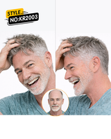 Prothèse capillaire grise prédécoupée pour homme, système de remplacement capillaire indien, toupet masculin avec ligne de cheveux indétectable, perruque grise à dentelle frontale