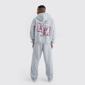 Ensemble 2 pièces unisexe en molleton 100 % coton imprimé sur mesure, survêtement d'hiver écologique pour hommes, vente en gros - Product Image 6