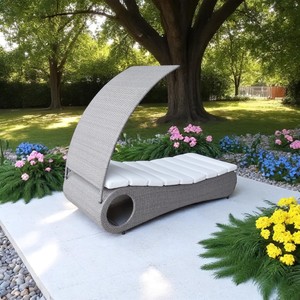 เตียงอาบแดดหวายเทียมกลางแจ้งรุ่น PRSB-013 เฟอร์นิเจอร์อเนกประสงค์สำหรับวิลล่า อพาร์ตเมนต์ และลานบ้าน - Product Image 6