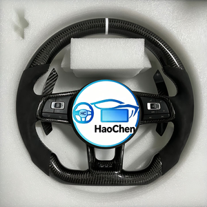 Volante de Fibra de Carbono Real con Base Plana, Marcador Central Rojo y Botón Multifunción, Compatible con VW <span class=keywords><strong>Tiguan</strong></span>, T-Roc y <span class=keywords><strong>Taos</strong></span> - Product Image 6