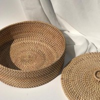 Panier de rangement multifonctionnel en rotin tressé à la main, écologique, avec couvercle, taille et couleur personnalisables, tolérance de précision élevée, haute précision
