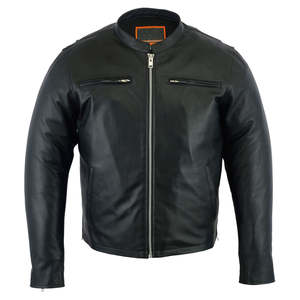 Veste en cuir véritable de haute qualité pour hommes -- Veste à glissière Veste en cuir en ligne - Product Image 1
