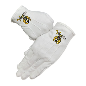 Fabricant professionnel de haute qualité brodé blanc 100% coton main travail maçonnique Regalia gants - Product Image 2